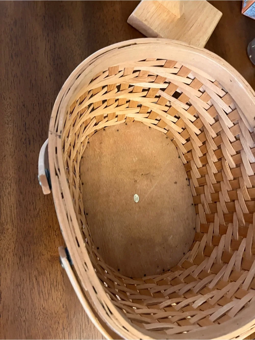 Woven Wood Market Basket in Natural Light Brown